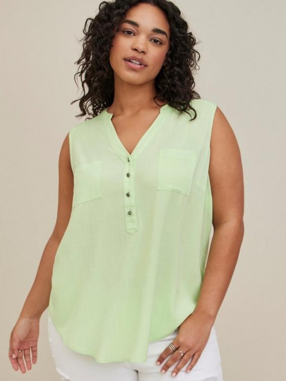 Brand New Torrid Harper Rayon Slub Light Sleeveless Tank Top Bright Green Size 4